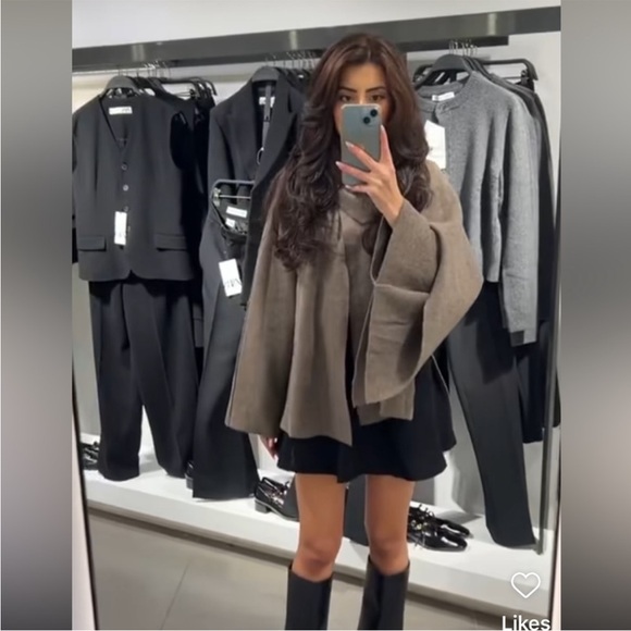 ZARA SHORT CAPE COAT - Picture 5 of 16